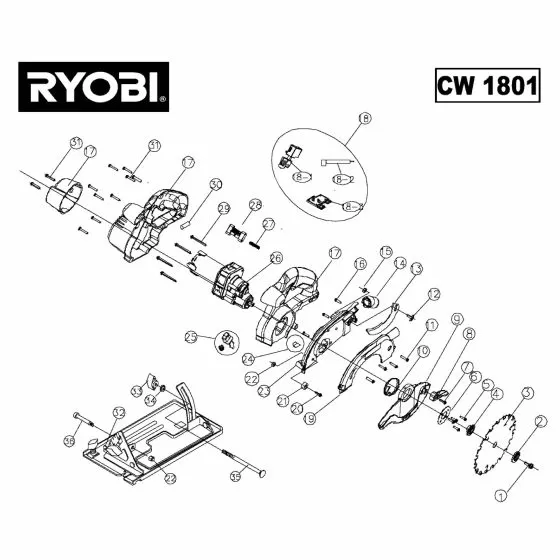 Ryobi CW1801 Spare Parts List Type: 5133000866